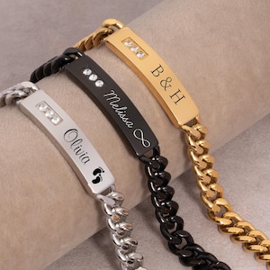 Daddy Bracelet with Kids Names – Personalized Father Bracelet, Custom Gift for Dad, Engraved Men’s Fancy Bracelet for Gift for Him
