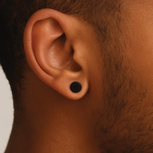 Black Stud Earrings for Men - Matte Black Stud Earrings Gift for Him Men Earrings 6 Pair Sizes - 3mm-8mm Ear Studs for Men Hypoallergenic