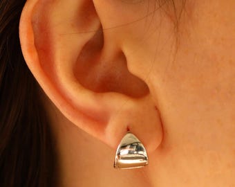 Gold Thick Huggie Hoop Earrings: Chunky Wide Design