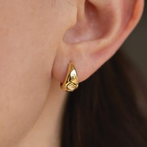 Small Gold Huggie Earring, Chunky Hoop Earrings Bold, Hypoallergenic Dainty Hoops Everyday Jewelry Gift for Her, 925 Sterling Silver Earring