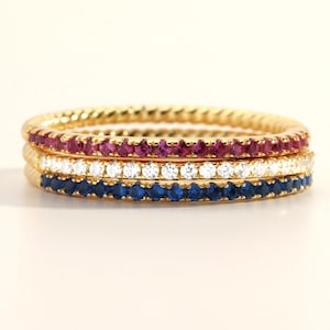 Eternity Rings for Women, Ruby Ring, Diamond Band Rings for Everyday, Blue Sapphire Ring, Gemstone Rings, Birthday Gift for Her, Stack Ring