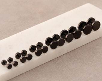 Stud Earrings - Matte Black - Screw Back Earring Hypoallergenic Studs Men & Women Punk Jewelry Black