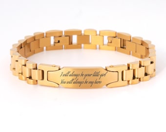 Men Bracelets Personalized Name, Initials, Date Engraved Bracelet Gift Watch Chain