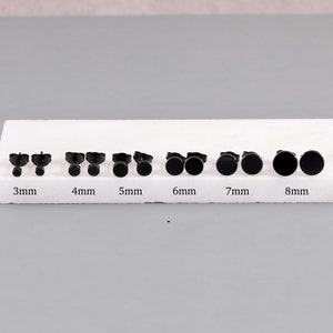 Black Round Stud Earring Set - Men Earrings Circle - 3mm/4mm/5mm/6mm/7mm/8mm Black Ear Studs Stainless Steel