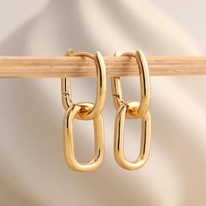 Gold Chunky Chain Earrings - Paperclip Earrings, Chain Link Statement Earrings for Women, Gold Dangle Earrings - Birthday Gifts for Her