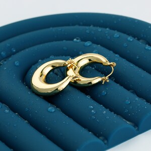 gold Oval hoop earrings gold puff lightweight