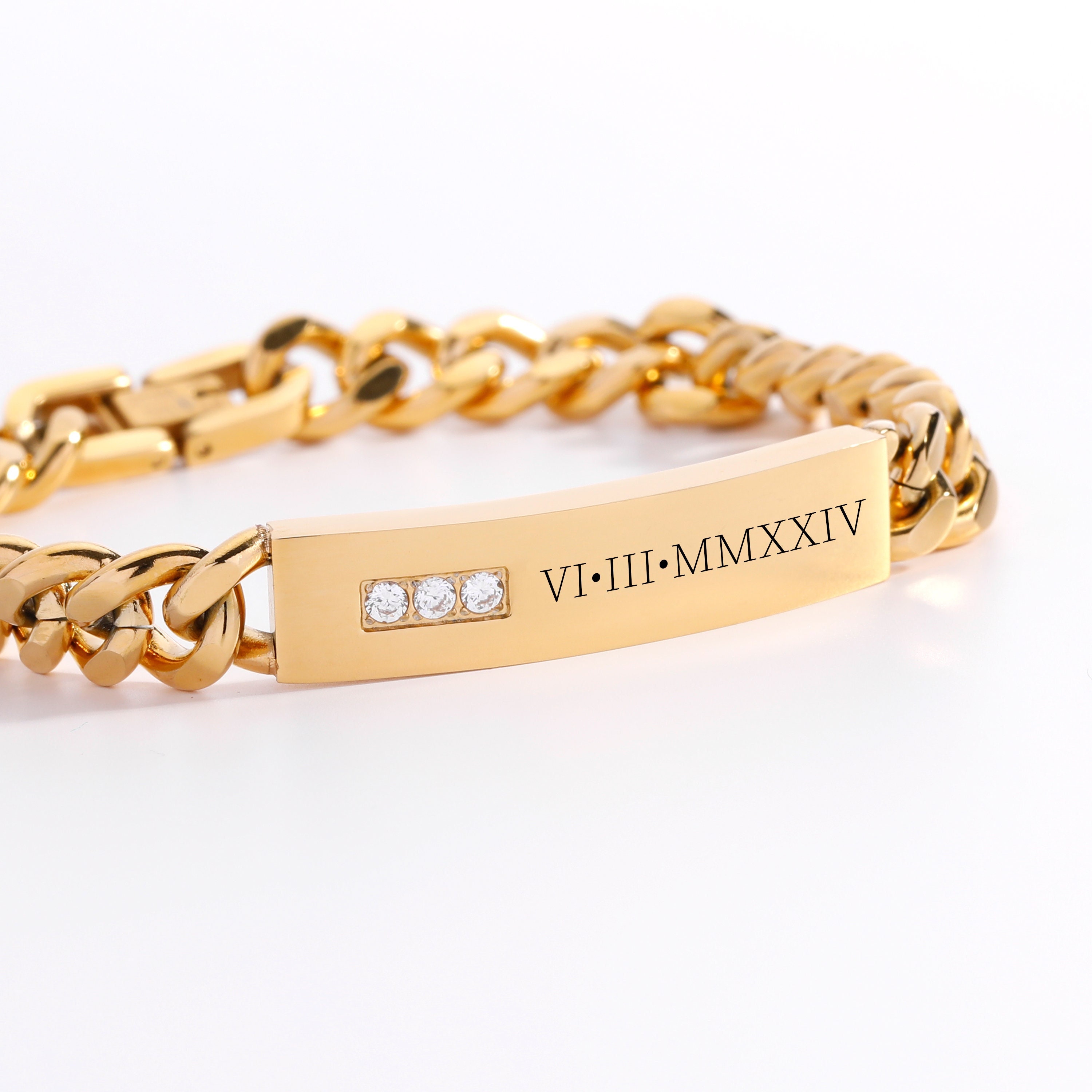 Father Gift Bracelet For Dad With Kids Name Personalized Bracelet for Men Jewelry • Roman Number, Date, Men Bracelet • Husband Gift for Him