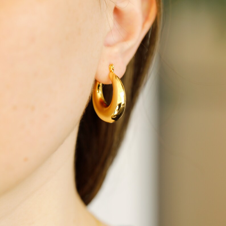 lightweight hoops, gift for her gold earrings