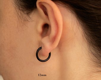 Stainless Steel Satin Grooved Huggie Hinged Hoop Earrings...