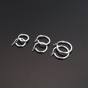 Small Silver Hoop Earrings Set of 3 - Lightweight Silver Hoops 13mm - 15mm - 20mm Choose Sizes platinum Plated Hypoallergenic Jewelry Tragus