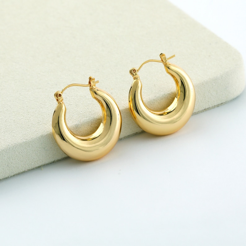 chunky gold hoop earring dainty small hoop hypoallergenic