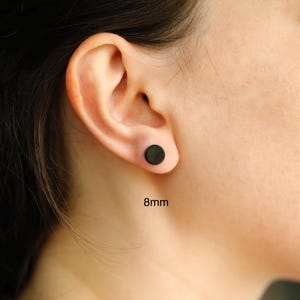 8mm black stud earrings