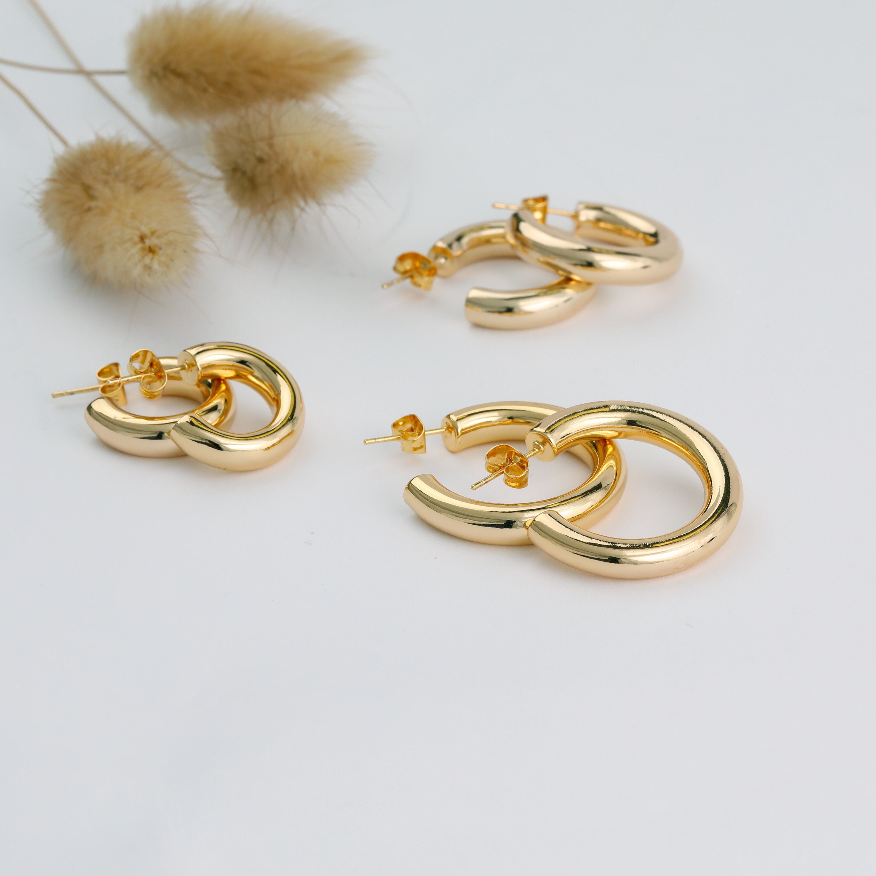 Gold Hoop Earrings For Women 2mm, Black Hoops Earring Rose Gold Plated Stainless Steel Hypoallergenic Sensitive Ears 30 40 50 60 70 80 90 100 Mm Jewelry B