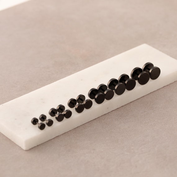 Stud Earrings - Matte Black - Screw Back Earring Hypoallergenic Studs Men & Women Punk Jewelry Black
