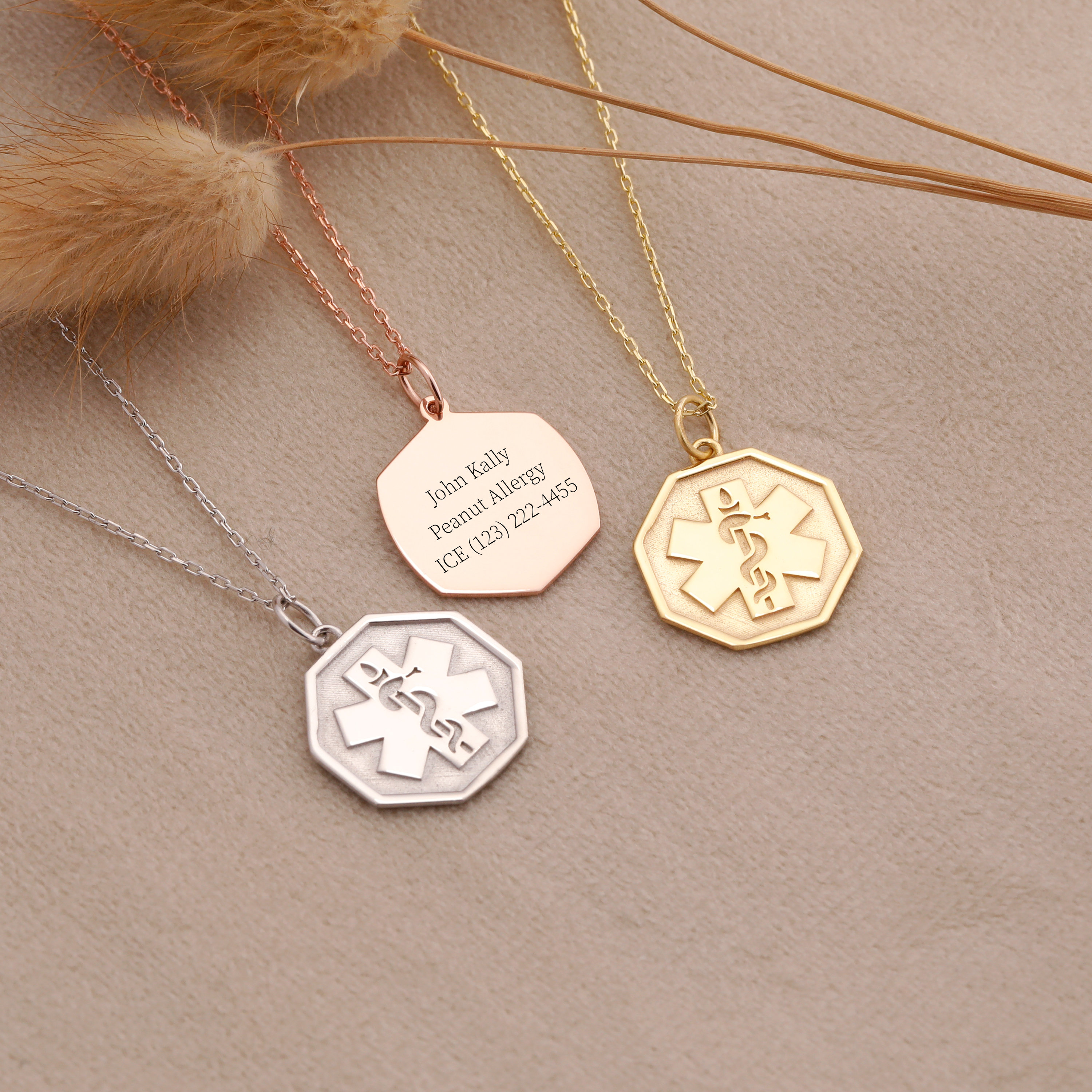 Medical Alert Necklace ID Tags for Women Custom Medical Alert Pendant Type 1 Diabetes, Epilepsy Necklace Diabetic Charm Jewelry Gift for Mom