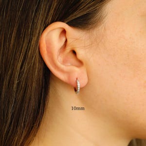 Small CZ Hoop Earring, Cartilage Earring Silver Conch Hoops Gift for Kid Small Huggie Earring Dainty Silver Helix Hoop Gift for Girlfriend
