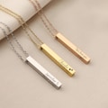 Vertical Bar Necklaces for Women, Personalized Necklace Names Engraved Necklace, 3D Bar Gold, Silver, Rose Gold Date, Coordinates Necklace