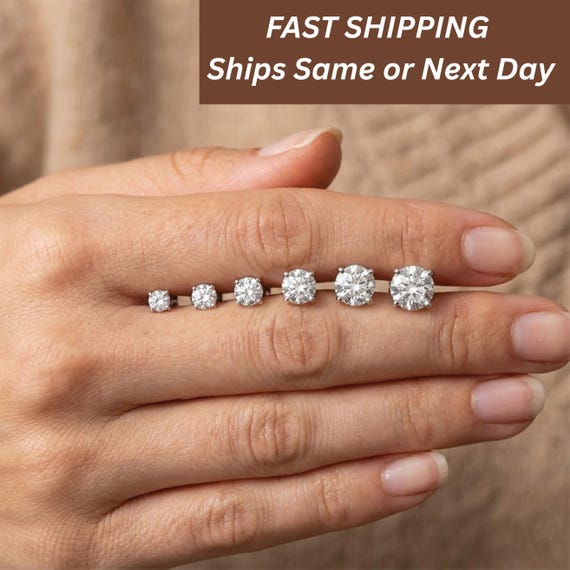 Moissanite Stud Earrings | Lab Grown Diamond Earrings with Screw back in Sterling Silver Gold Studs for Men and Women Gift Anniversary