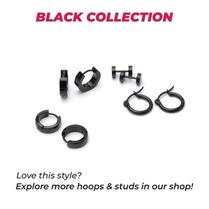 Black Stud Earrings Men & Women - Round Stud Earrings Set - Men Earrings Circle - 3mm/4/5/6/7/ 8mm Black Stud Steel Earrings image 7