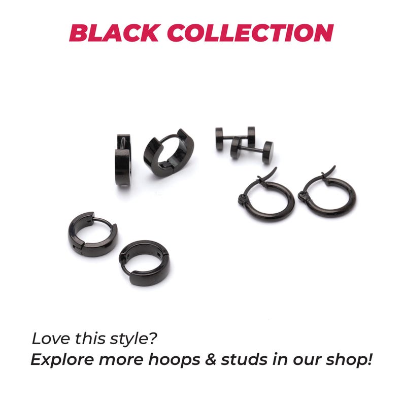 Black Stud Earrings Men & Women - Round Stud Earrings Set - Men Earrings Circle - 3mm/4/5/6/7/ 8mm Black Stud Steel Earrings image 7