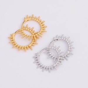 Sunburst Creolen: 925er Silber, vergoldet, Minimalistischer Schmuck