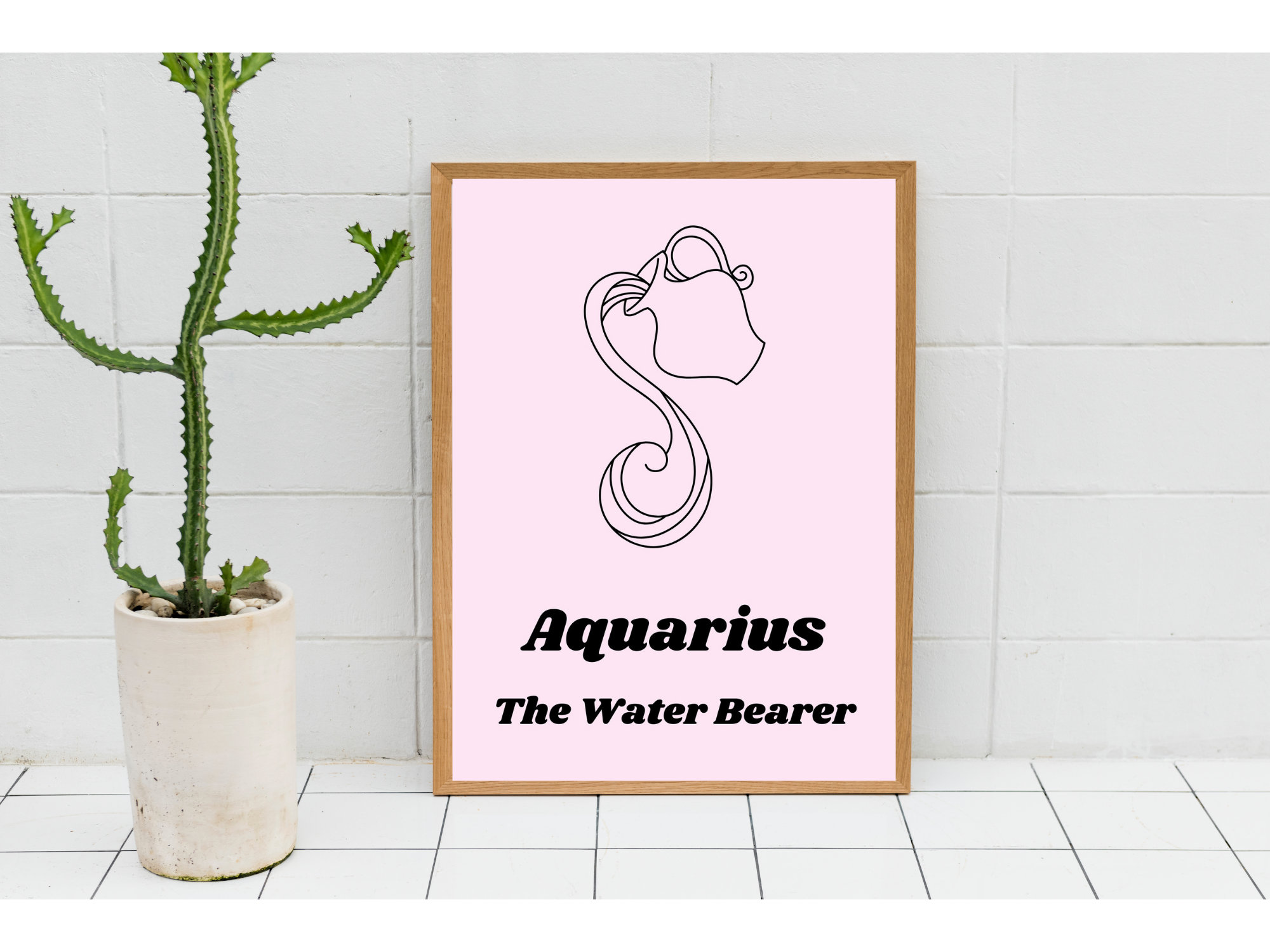 Aquarius the Water Bearer Zodiac Print / Pink Astrology Poster Etsy UK