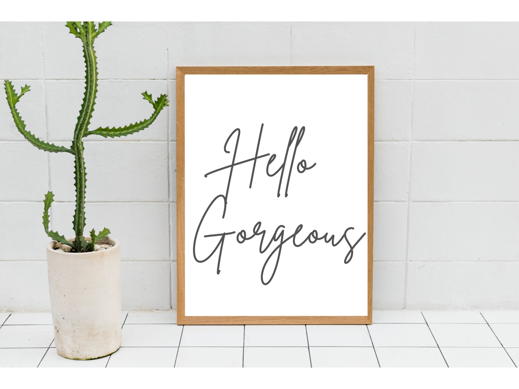 White Hello Wall Decor, Bedroom Decor, Digital Download Etsy