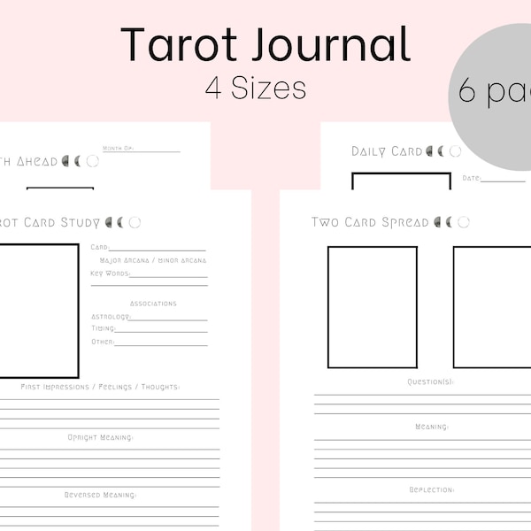 Simple Tarot Journal / Tarot for Beginners / Tarot Journal Printable / Tarot Reading / Tarot Spreads / Grimoire Journal