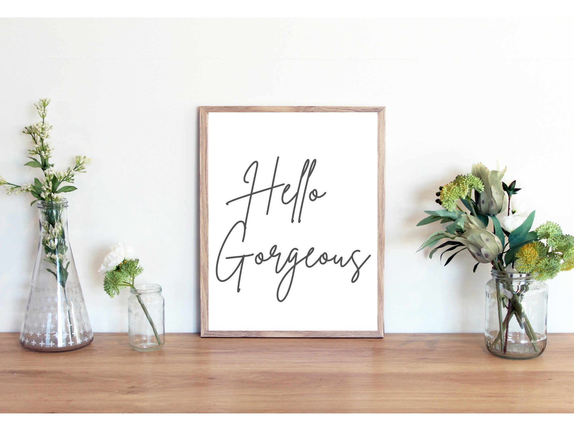 White Hello Wall Decor, Bedroom Decor, Digital Download Etsy