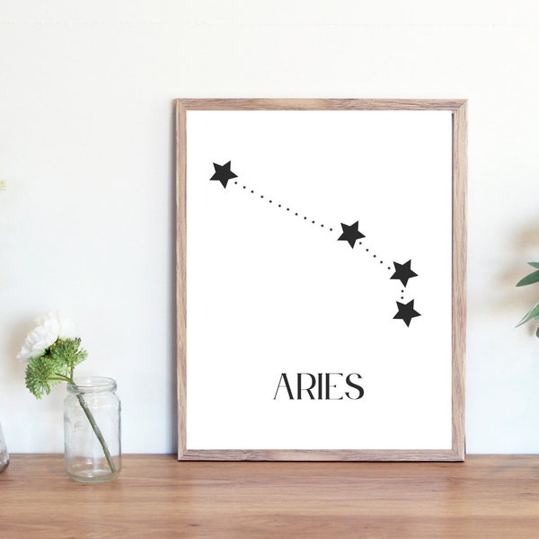 Aries Constellation Art / Aries Print / Aries Poster / Aries Zodiac Print / Aries Star Sign / Aries Astrology Wall Art