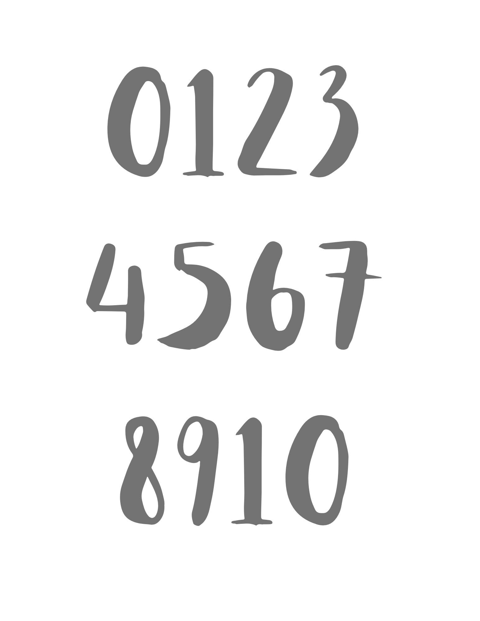White Gray Numbers Printable Wall Art Instant Digital | Etsy