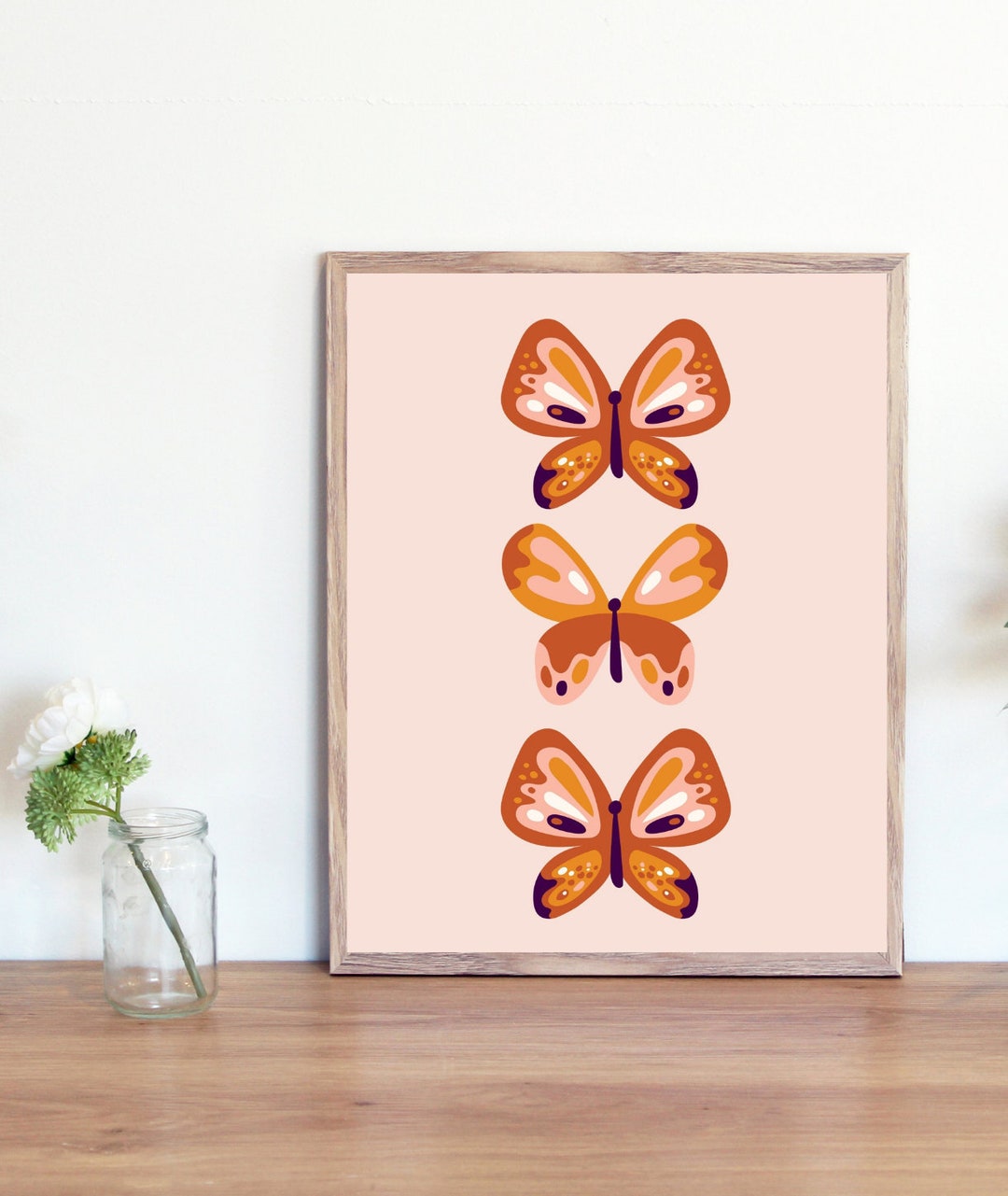 Retro Butterfly Print / Butterfly Wall Art / Retro Print / Digital ...