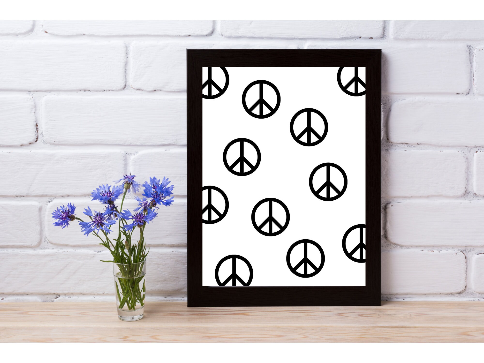 Black and White Peace Sign Print / Hippie Decor / Digital - Etsy