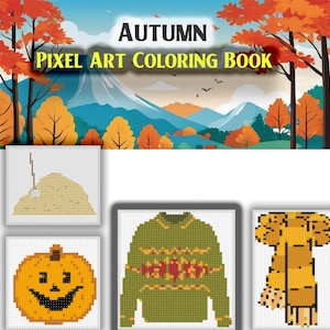 Autumn Pixel Art Coloring Book - Printable PDF - Color by Number - Fall Theme