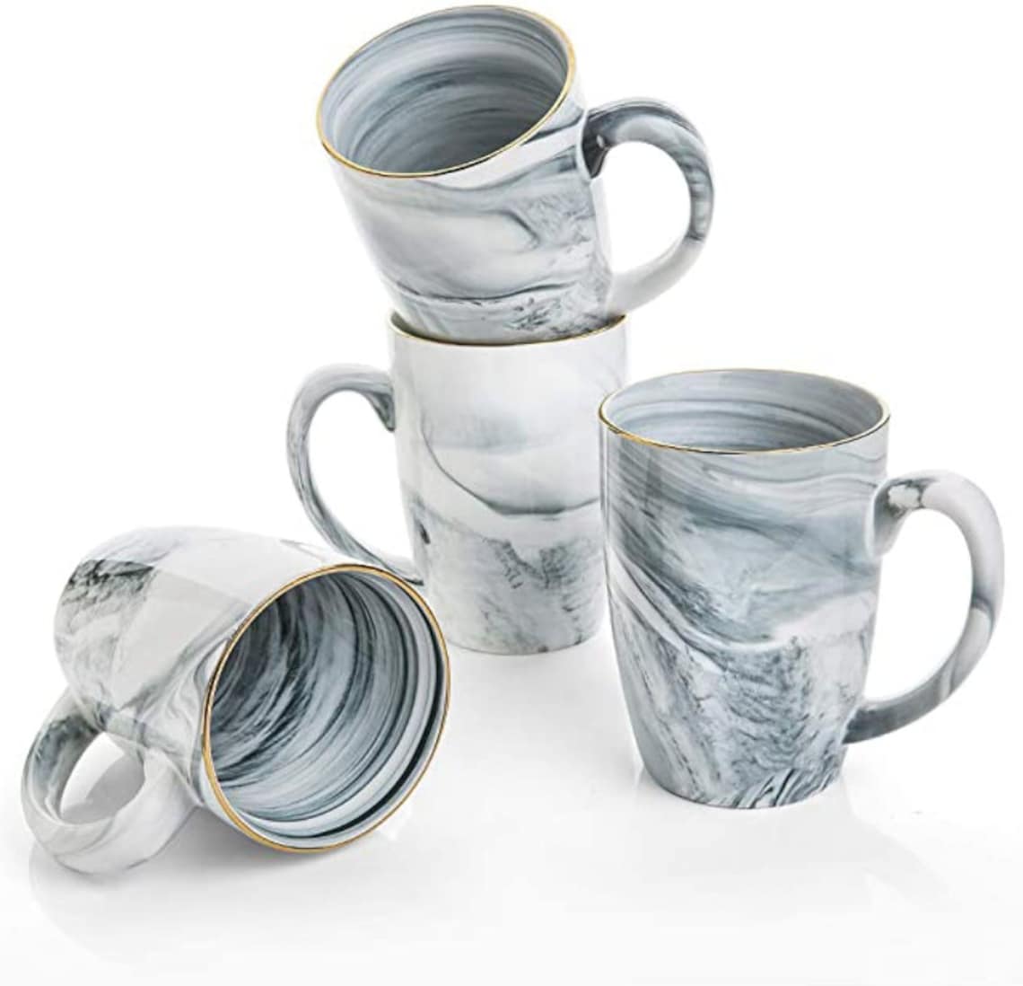Handmade Marble Ceramic Coffee Mugs Set of 4 16 oz Etsy