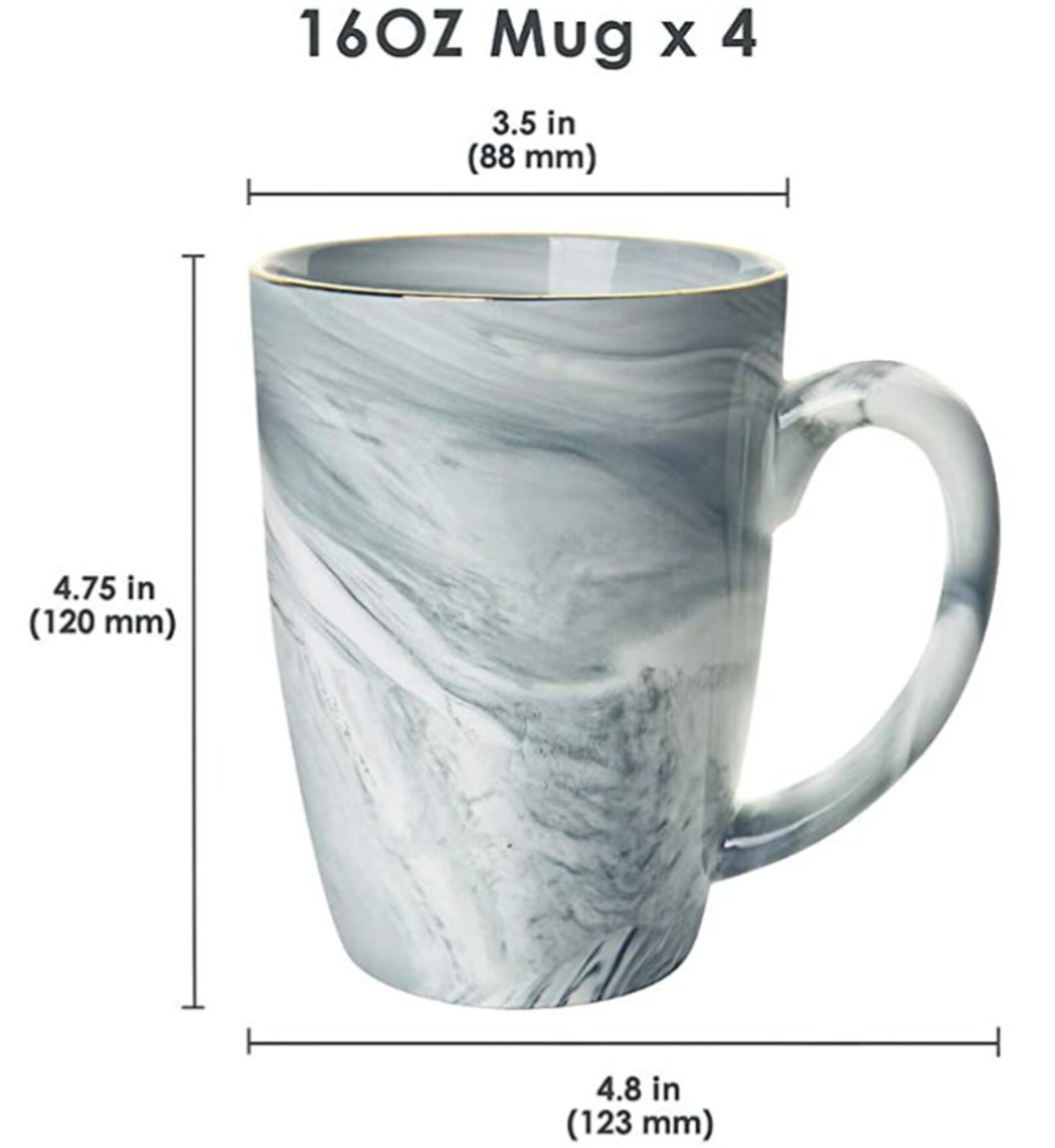 Handmade Marble Ceramic Coffee Mugs Set of 4 16 oz Etsy