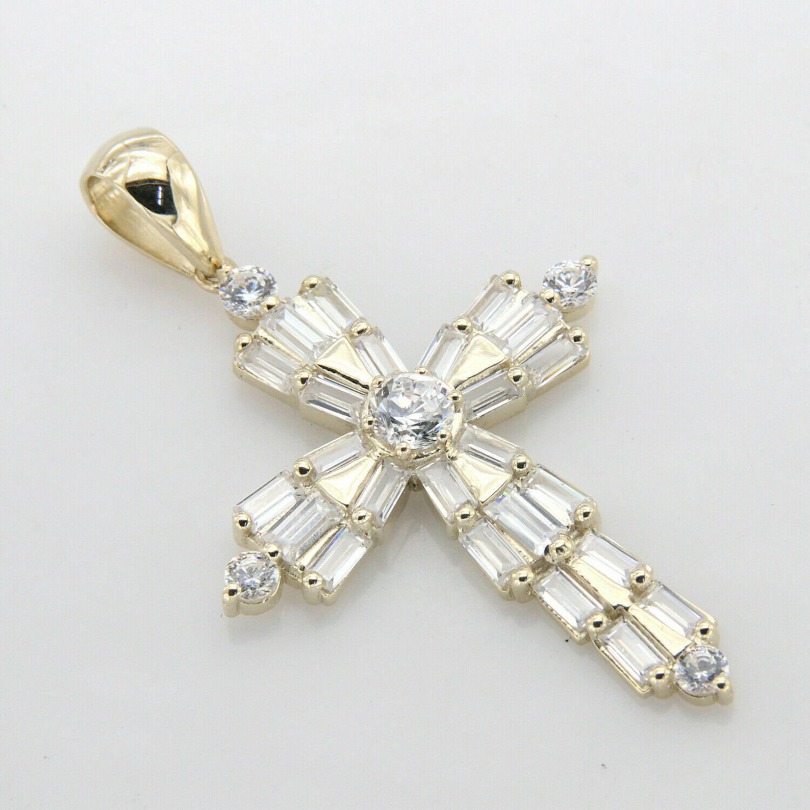 2.40 Ct Round & Baguette Cut Diamond Cross Shape Women's Etsy