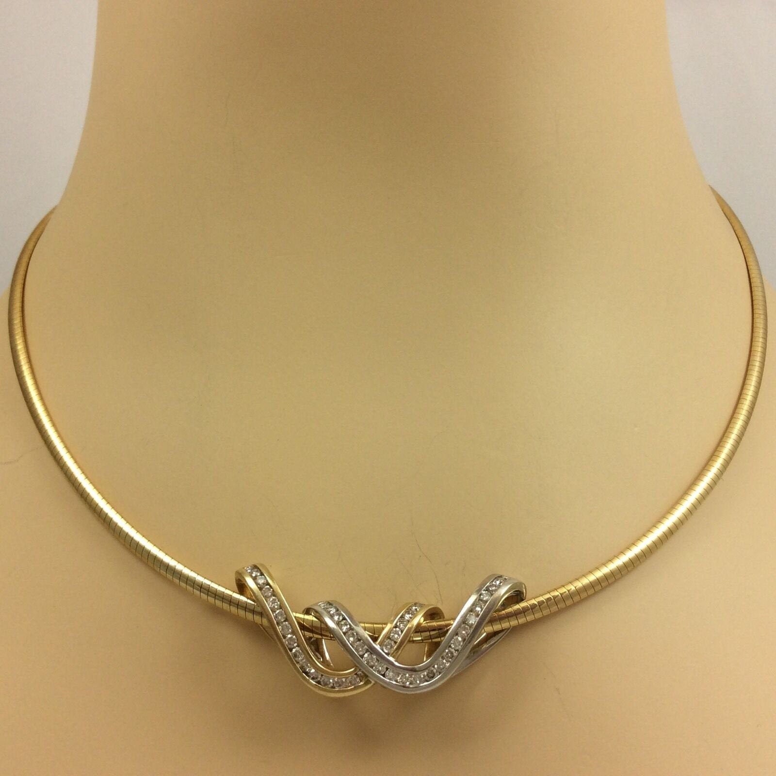 22 Ct Rundschliff Diamant Omega Style Choker Halskette 14k Etsy