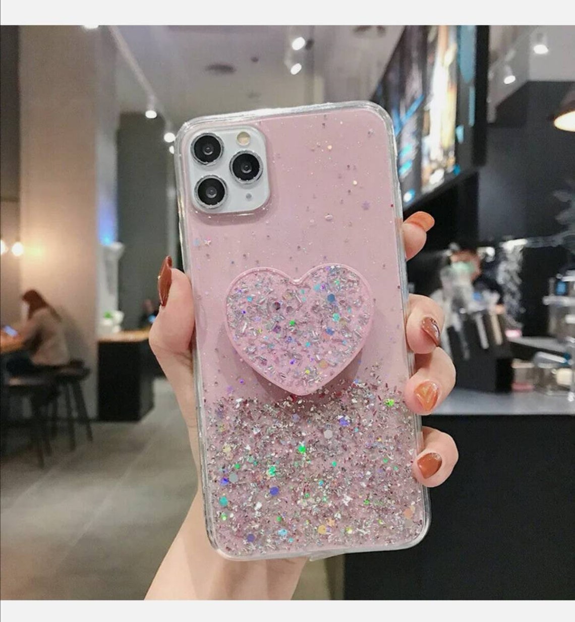 Glitter Phone Case with love heart stand/pop socket | Etsy