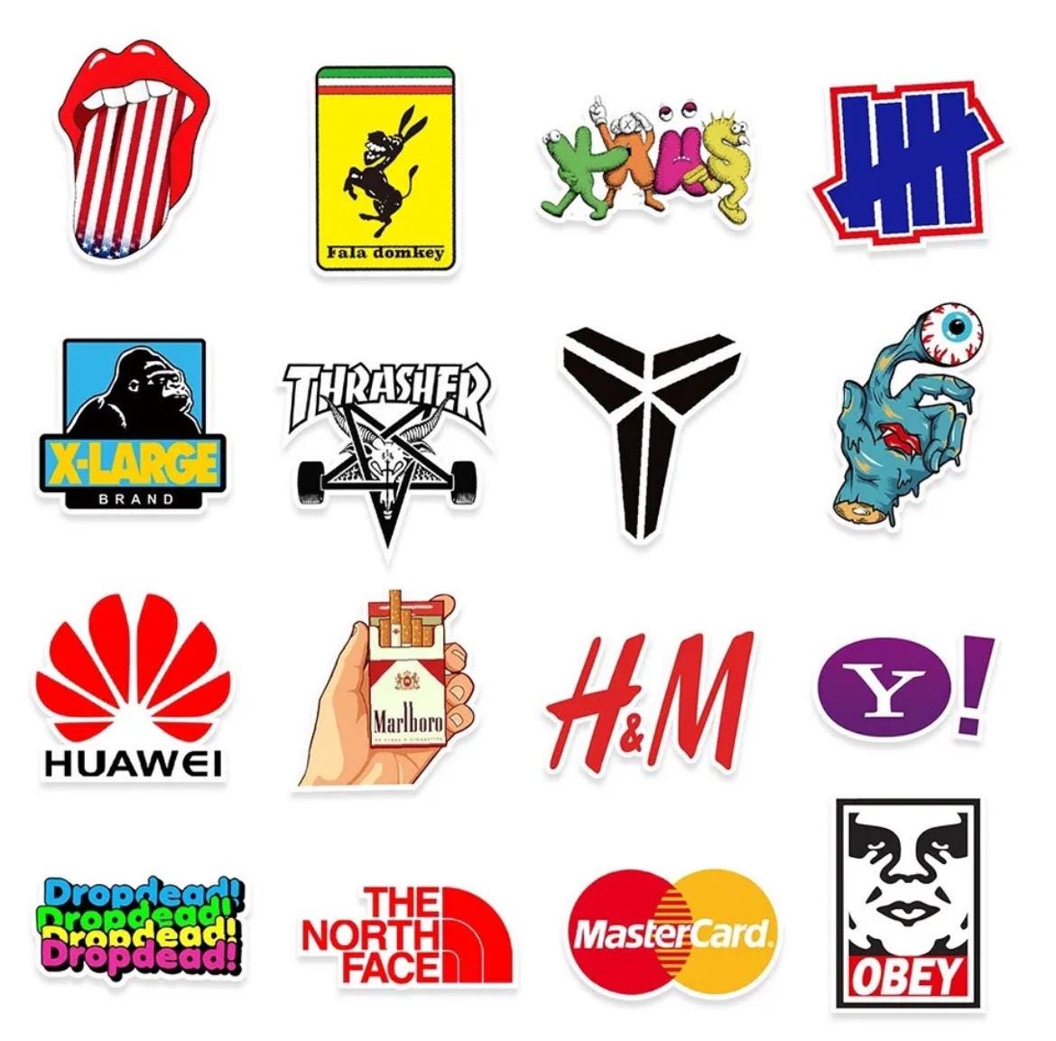 100pcs Brand Logo Sticker Pack Decal Vinyl Guitar Luggage Tide ...