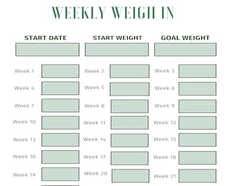 42 week weigh in printable | Colorful weekly weight loss tracker | Fillable PDF | Track your weight every week |