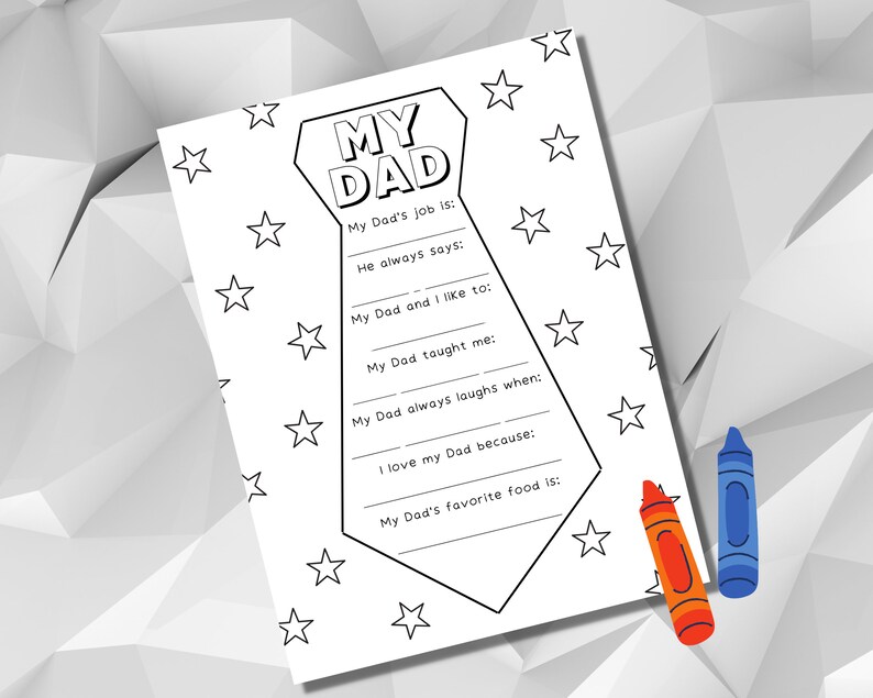 All About My Dad, Fill-in-the-blank, Kids Questionnaire, Coloring Pages ...