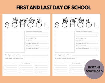 May include: Printable first and last day of school activity sheets.  The sheets include space for students to write their name, age, grade, and what they are most excited about.  There is also space for students to write about their favorite things.