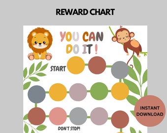 Reward Chart for Kids Behavior Chart Printable, Chore Chart Toddlers, PDF Instant Download Toddler Sticker Chart, Kids Chart, Cute Animals