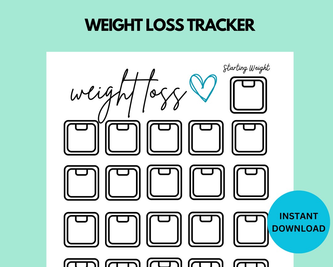 12 Week Weight Loss Tracker Chart | 100 Lb Weight Loss| Printable Goal ...