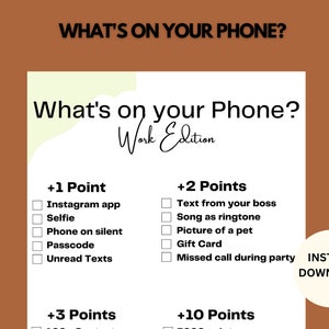 What&#39;s on your Phone Fun Icebreaker Game, Icebreaker Games, Dinner Party Games, Office Meeting Games, Party Starter Games