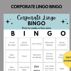 Corporate Lingo Bingo | Work Bingo | Workplace Bingo | Work Game | Teambuilding Activity | Work Event Game | Corporate Jargon