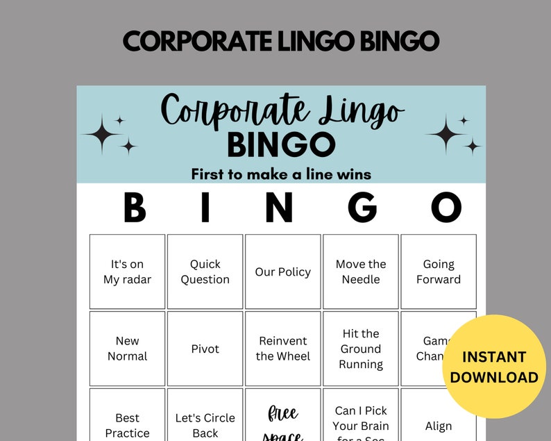 Corporate Lingo Bingo Work Bingo Workplace Bingo Work Game Teambuilding Activity Work Event Game Corporate Jargon image 1