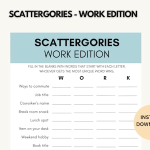 Scattergories game for Office | Fun Team building | Ice breaker activity for co worker, staff | Instant Download | Office Activity | Digital