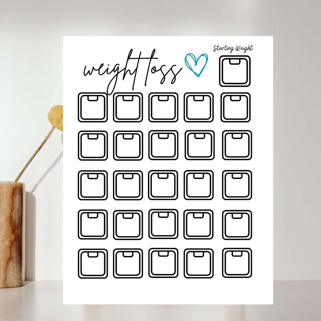 12 Week Weight Loss Tracker Chart | 100 Lb Weight Loss| Printable Goal ...